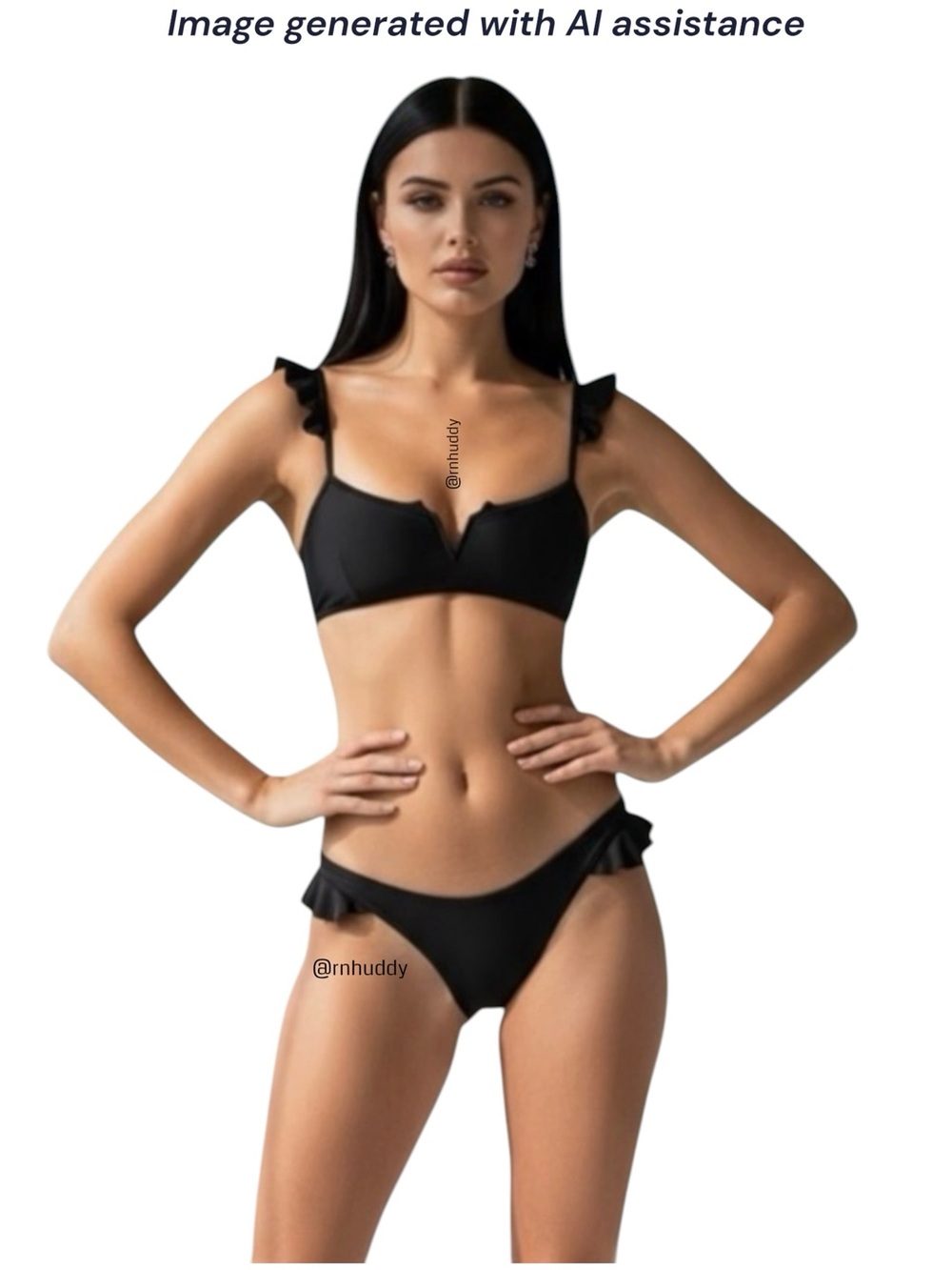 Kendall + Kylie L black ruffle bikini